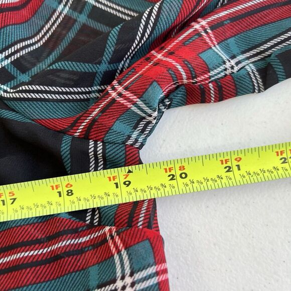 Draper James Small Plaid Long Sleeve Flounce Ruffle Hem Shift Dress Tie Neck - Picture 12 of 12